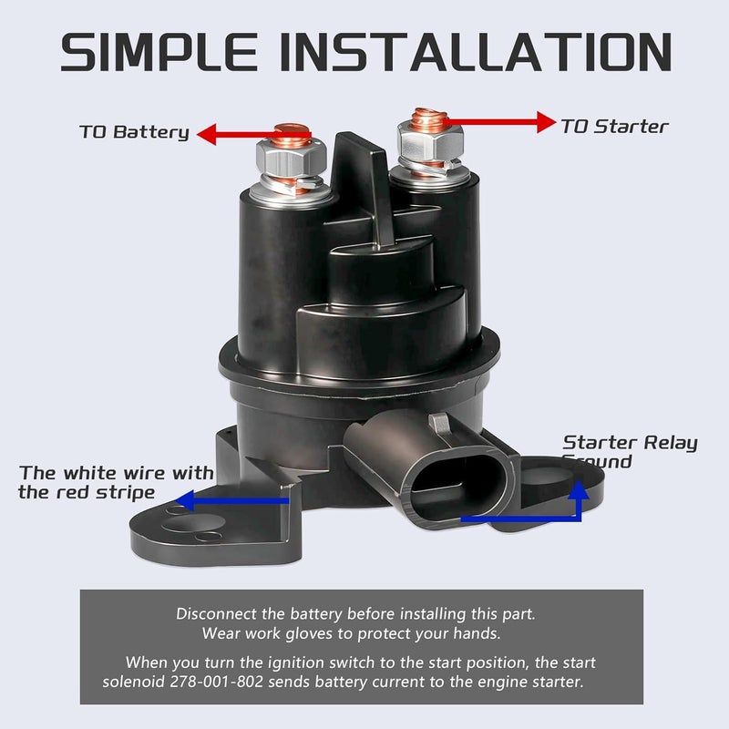 JTAREA 278-001-802 Starter Solenoid Replacement Parts for SeaDoo 3D GS GSI GSX GTI GTS GTX HX LRV RX RXP RXT SPI SPX SUV XP XP800 Wake 278003012 278001802 Starter Relay Solenoids - Image 4